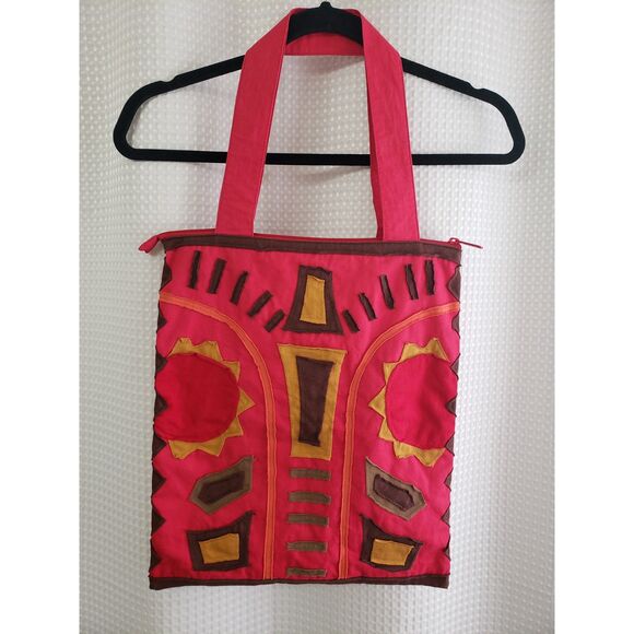 Saya Collections Tote Bag Pink Hand-Sewn Look Design NWT Summer Beach Purse Boho - Picture 1 of 5